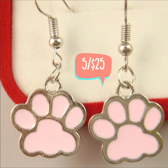 Jewelry - ✂️Pink Animal Paw Print Earrings (W28) MUST BUNDLE